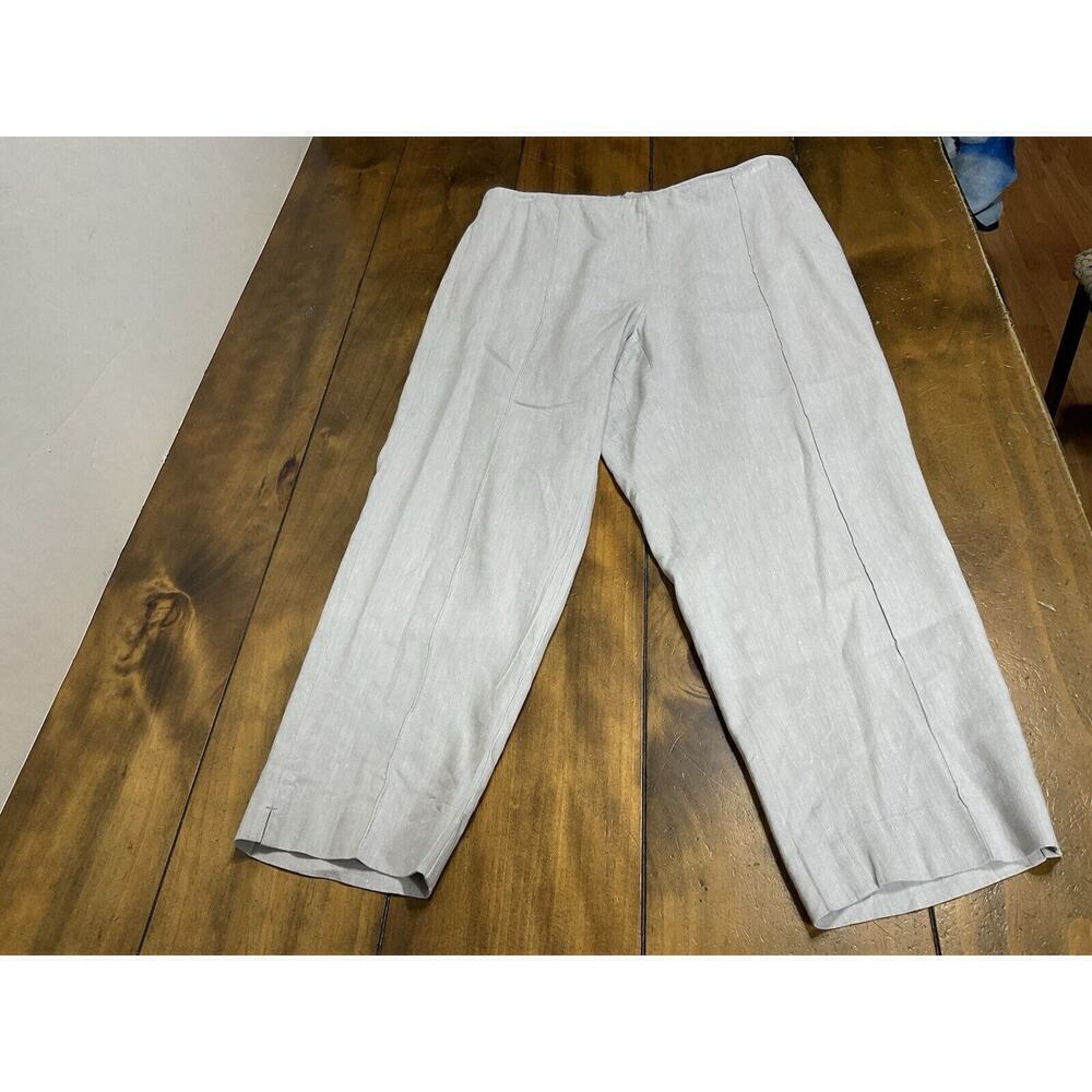 J. JILL Women's Size Small Linen Blend Stretch Pull On Pants Light Gray